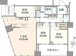 パークタワー勝どき　サウス 3LDKの間取り