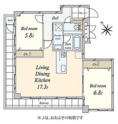 サマリヤガーデン南青山 2LDKの間取図画像