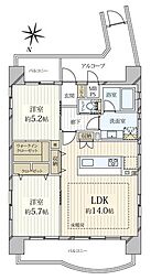 フラッツ南麻布 2LDKの間取図画像