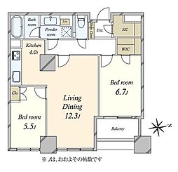 シティタワーズ豊洲ザ・シンボル 2LDKの間取図画像