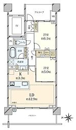プラウド駒場 2LDKの間取図画像