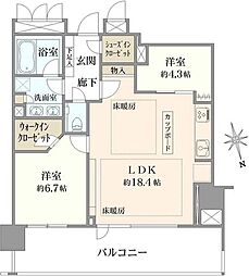 パークホームズ南麻布ザレジデンス 2LDKの間取図画像