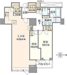 三田ガーデンヒルズウエストヒル 2LDKの間取図画像