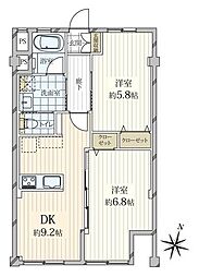 麻布コーポラス 2LDKの間取図画像