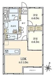 麻布コーポラス 2LDKの間取図画像