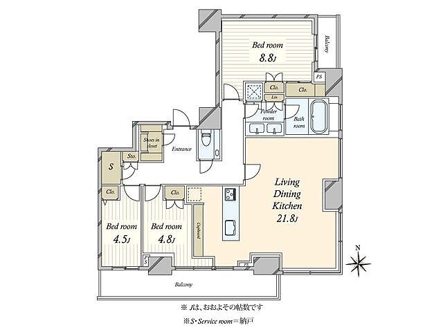 間取り パークコート乃木坂ザタワー 25階/-