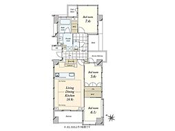 プラウド赤坂 3LDKの間取図画像