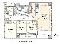 ブリリア高輪レフィール 3LDKの間取図画像