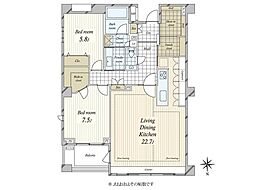 パークコート南麻布ヒルトップレジデンス 2LDKの間取図画像