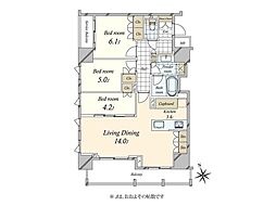 アトラス麻布十番 3LDKの間取図画像