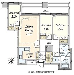 クロスエアタワー 3LDKの間取図画像