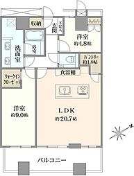 芝浦アイランドグローヴタワー 2LDKの間取図画像