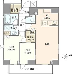 OPENRESIDENCIA虎ノ門 2LDKの間取図画像