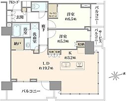 プラウドタワー芝浦 2SLDKの間取図画像