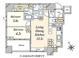 リビオレゾン新橋nex 2LDKの間取図画像