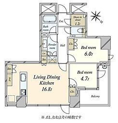 パークコート虎ノ門 2LDKの間取図画像