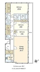 パークコート麻布十番ザ・タワー 3LDKの間取図画像