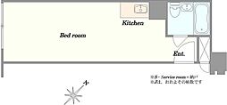 クラウン西麻布 ワンルームの間取図画像