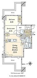アトラスタワー白金レジデンシャル 2LDKの間取図画像