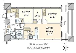 富久クロスコンフォートタワー 2SLDKの間取図画像