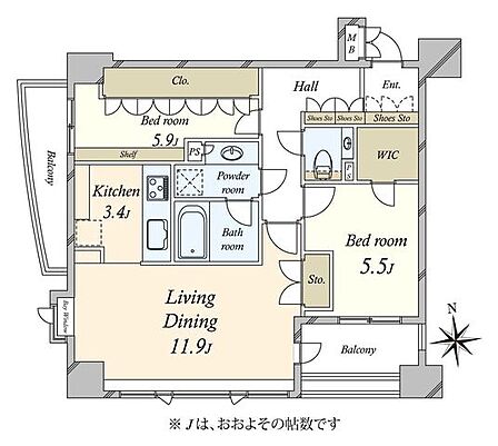 2LDK 間取り