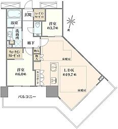 アーバンドックパークシティ豊洲タワーA 2LDKの間取図画像