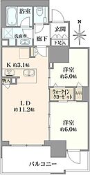 品川イーストシティタワー 2LDKの間取図画像