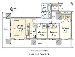 プラウドタワー東雲キャナルコート 3LDKの間取図画像