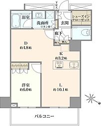 横浜MIDベースタワーレジデンス 1LDKの間取図画像