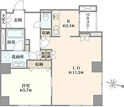 パークアクシス白金台南 1LDKの間取図画像