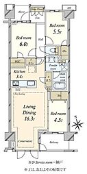 プラウド桜新町 3LDKの間取図画像