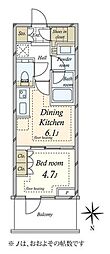 パークシティ中野ザタワーエアーズ 1DKの間取図画像