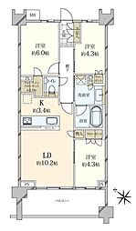 世田谷喜多見ザ・テラス 3LDKの間取図画像