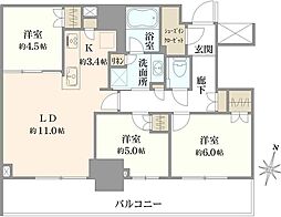 プラウドタワー金町 3LDKの間取図画像