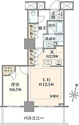 プラウドタワー金町 1LDKの間取図画像