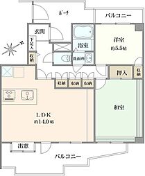 ヴィルヌーブ一之江 2LDKの間取図画像