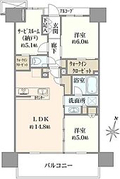 シティハウス浦和仲町 2SLDKの間取図画像