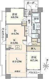 リビオ川口セルフィア 2LDKの間取図画像