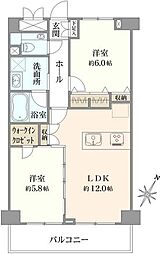 ヴィラフォンターナ千代田富士見 2LDKの間取図画像