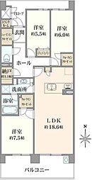 クレヴィア京王堀之内パークナード2 3LDKの間取図画像