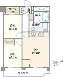 不二ハイツ 2LDKの間取図画像