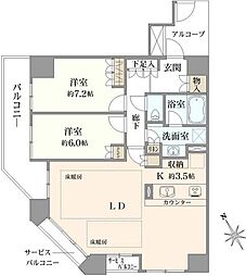 エアリス市川 2LDKの間取図画像