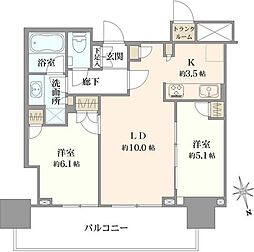 津田沼ザ・タワー 2LDKの間取図画像