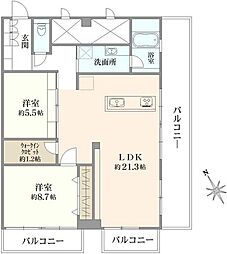 秀和恵比寿レジデンス 2LDKの間取図画像