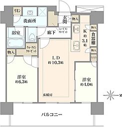 ザ・ヨコハマフロントタワー 2LDKの間取図画像