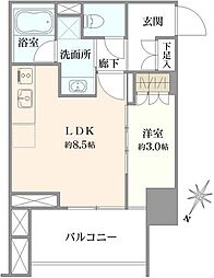 プラウド横浜阪東橋 1LDKの間取図画像