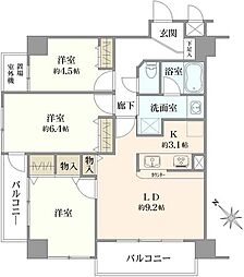 ネオマイム鶴見中央センターコート 3LDKの間取図画像