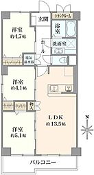 クレール川崎大師 3LDKの間取図画像