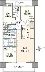 ドレッセタワー南町田グランベリーパーク 3LDKの間取図画像