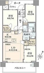 プラウドタワー相模大野 3SLDKの間取図画像